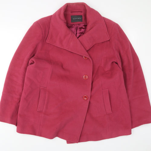 Alex & Co Womens Pink Overcoat Coat Size 18 Button