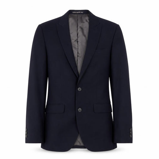 Front view of Next men’s blue polyester jacket suit jacket, size 34, regular - inside pockets