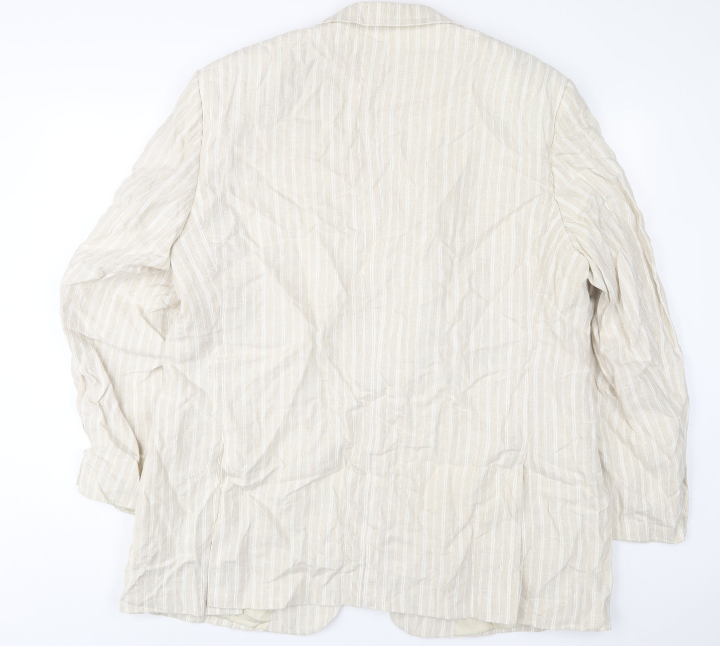 Brook Taverner Mens Beige Striped Linen Jacket Suit Jacket Size 48 Regular