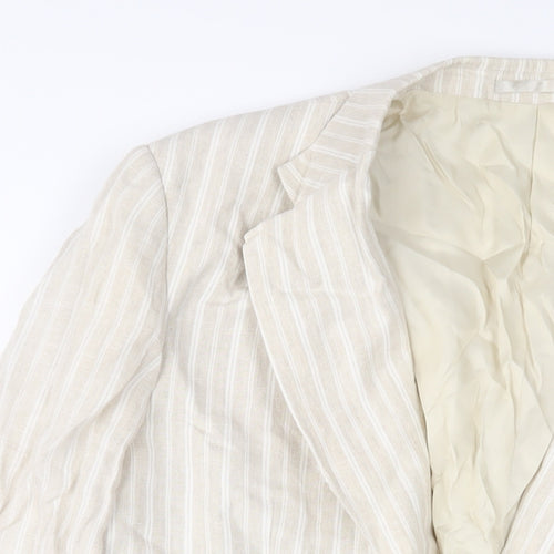 Brook Taverner Mens Beige Striped Linen Jacket Suit Jacket Size 48 Regular