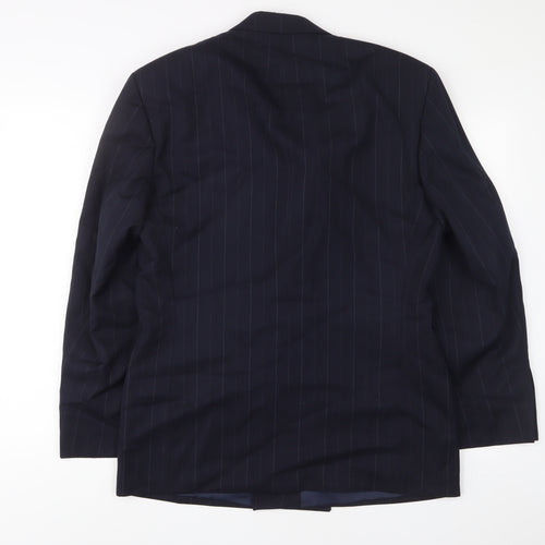 Lino Vierra Mens Blue Striped Polyester Jacket Suit Jacket Size 40 Regular