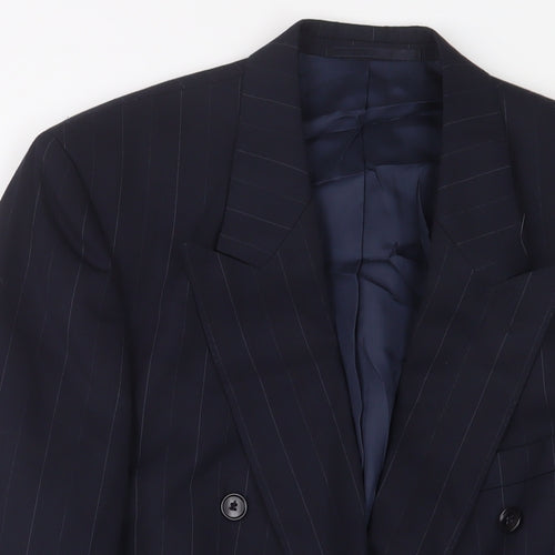 Lino Vierra Mens Blue Striped Polyester Jacket Suit Jacket Size 40 Regular
