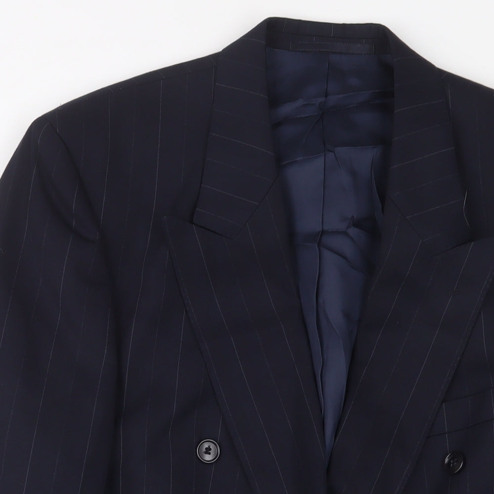 Lino Vierra Mens Blue Striped Polyester Jacket Suit Jacket Size 40 Regular