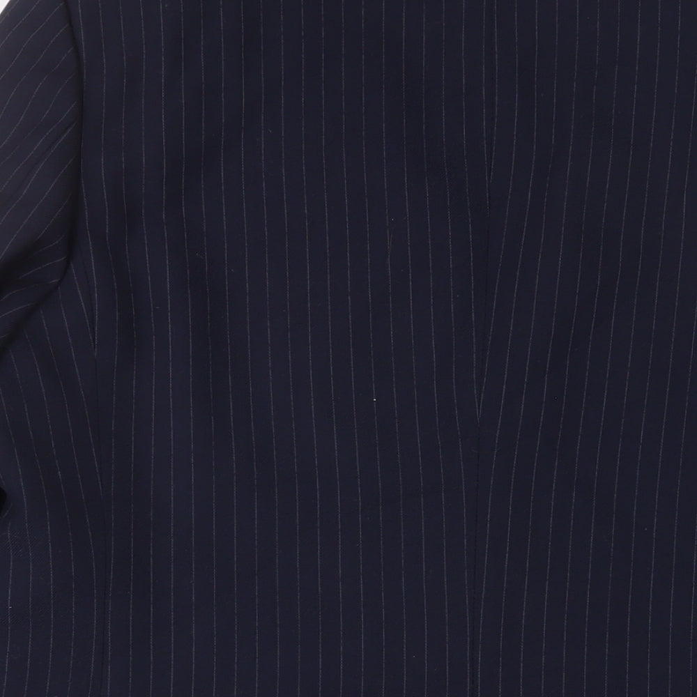 St Michael Mens Blue Striped Wool Jacket Suit Jacket Size 42 Regular