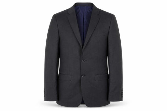 Front view of Next men’s grey polyester jacket suit jacket, size 38, regular