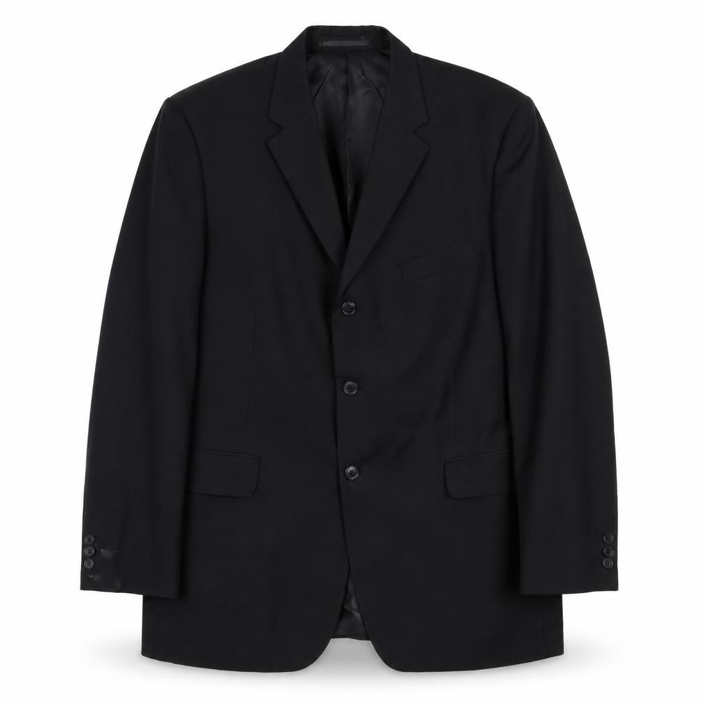 pinstripe Mens Black Polyester Jacket Suit Jacket Size 44 Regular - Inside Pockets