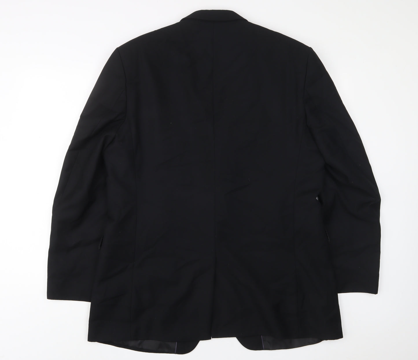 pinstripe Mens Black Polyester Jacket Suit Jacket Size 44 Regular - Inside Pockets