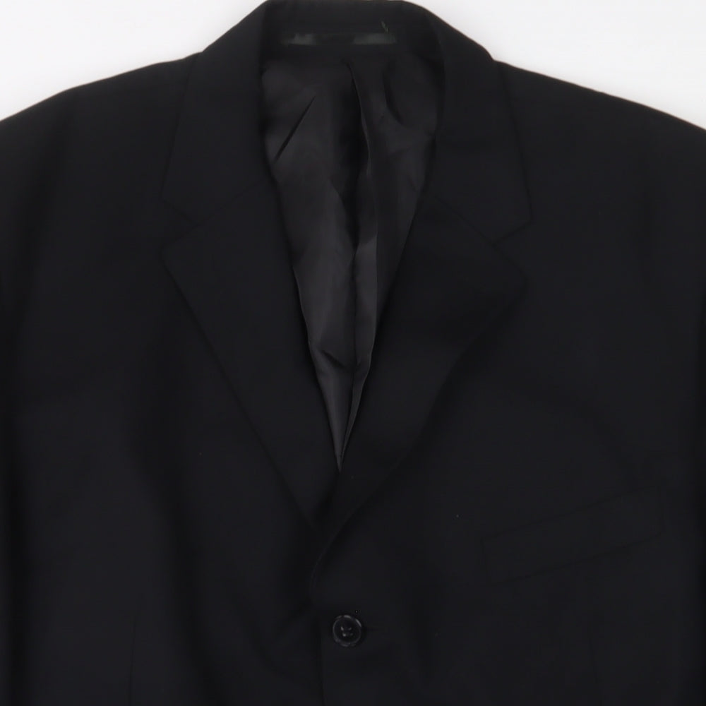 pinstripe Mens Black Polyester Jacket Suit Jacket Size 44 Regular - Inside Pockets