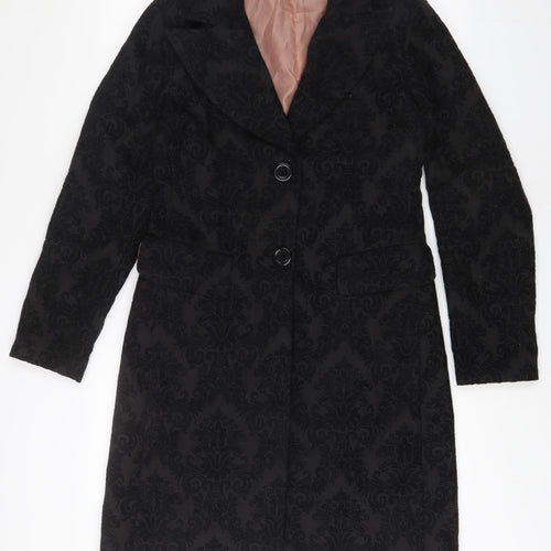 Savida Womens Black Jacket Size 10 Button - Embroidered
