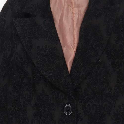 Savida Womens Black Jacket Size 10 Button - Embroidered