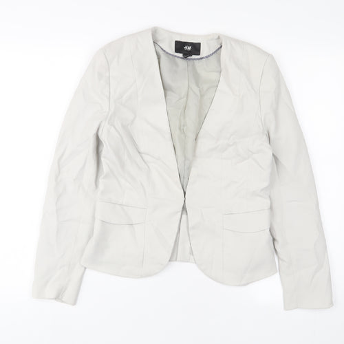 H&M Womens Beige Jacket Blazer Size 10 Hook & Eye