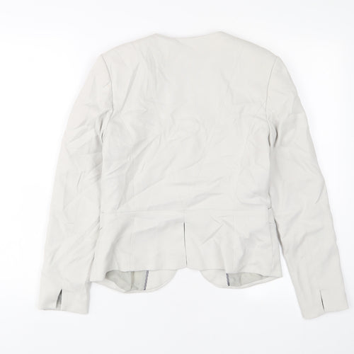 H&M Womens Beige Jacket Blazer Size 10 Hook & Eye