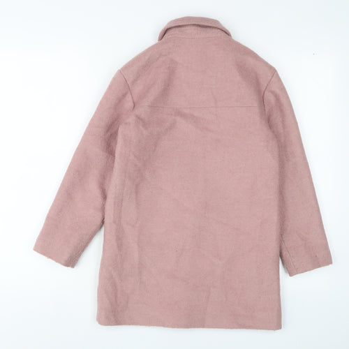 NEXT Girls Pink Overcoat Coat Size 9 Years Button - Pockets