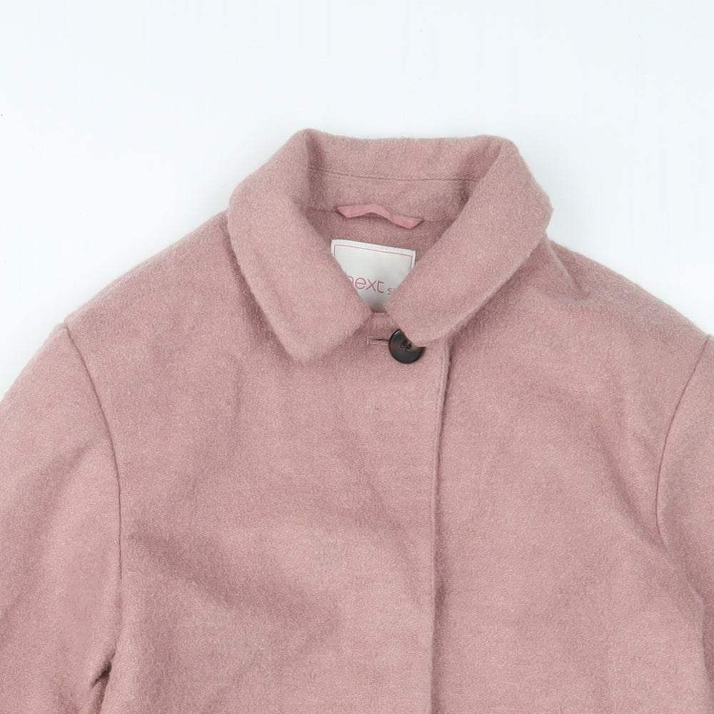 NEXT Girls Pink Overcoat Coat Size 9 Years Button - Pockets