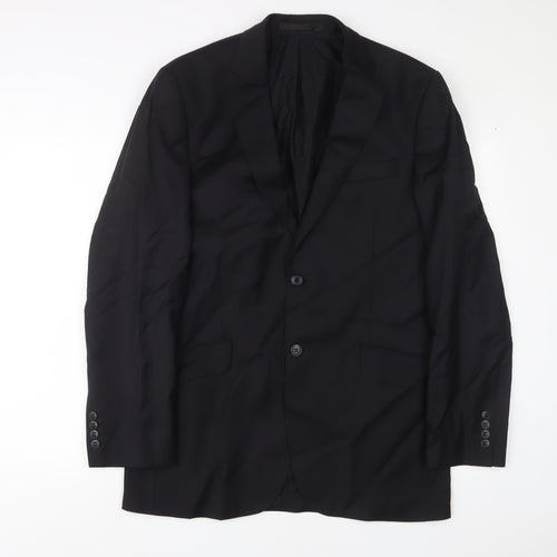 Marks and Spencer Mens Black Wool Jacket Suit Jacket Size 40 Regular - Inside Pockets