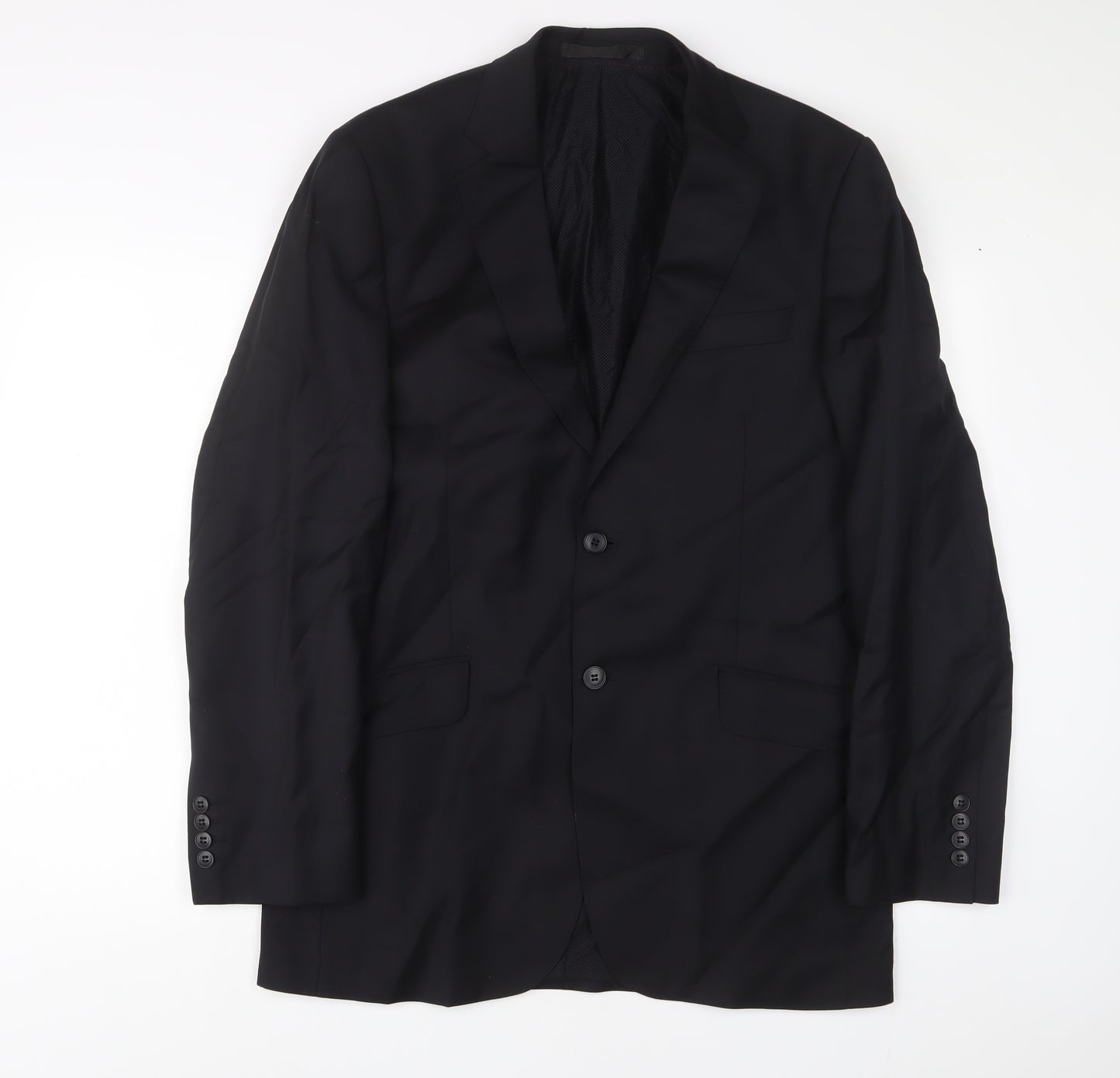 Marks and Spencer Mens Black Wool Jacket Suit Jacket Size 40 Regular - Inside Pockets