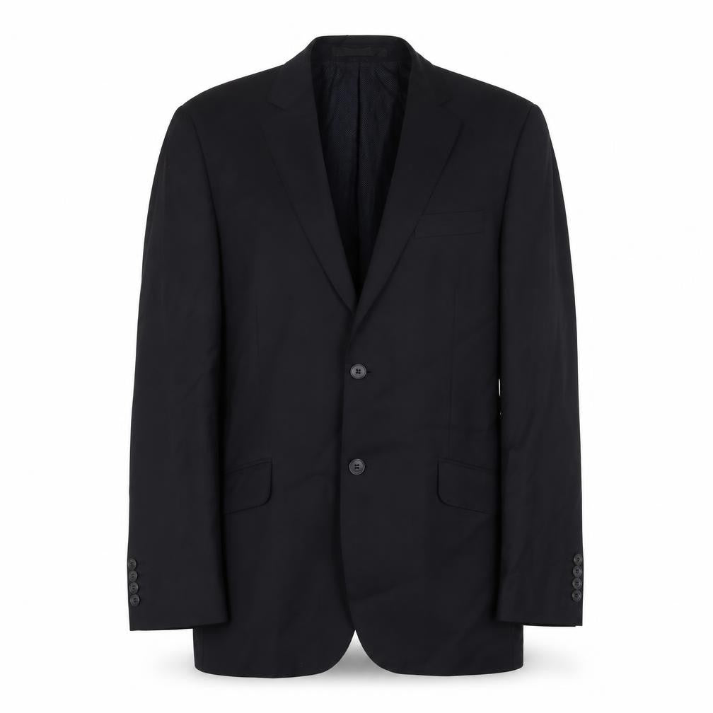 Front view of Marks & Spencer men’s black wool jacket suit jacket, size 40, regular - inside pockets