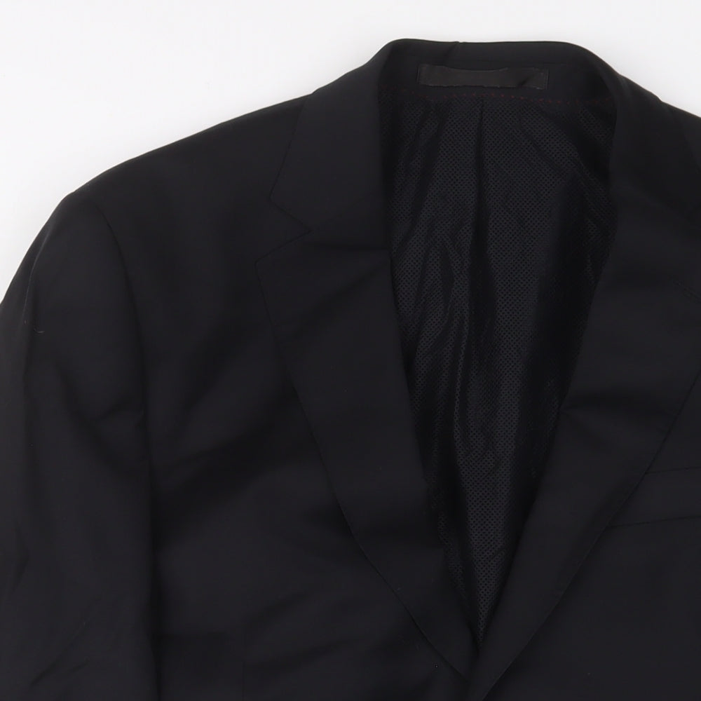 Marks and Spencer Mens Black Wool Jacket Suit Jacket Size 40 Regular - Inside Pockets
