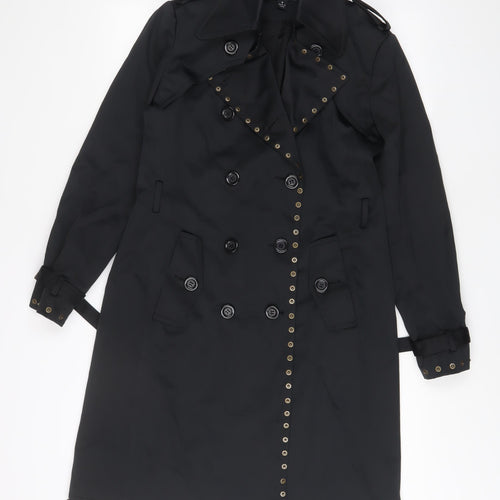 Insight Womens Black Overcoat Coat Size 8 Button - Studded