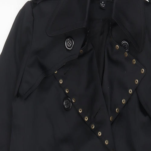 Insight Womens Black Overcoat Coat Size 8 Button - Studded