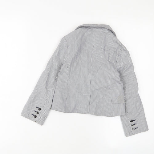Gap Girls Blue Striped Jacket Blazer Size 6-7 Years Button - Embroidered
