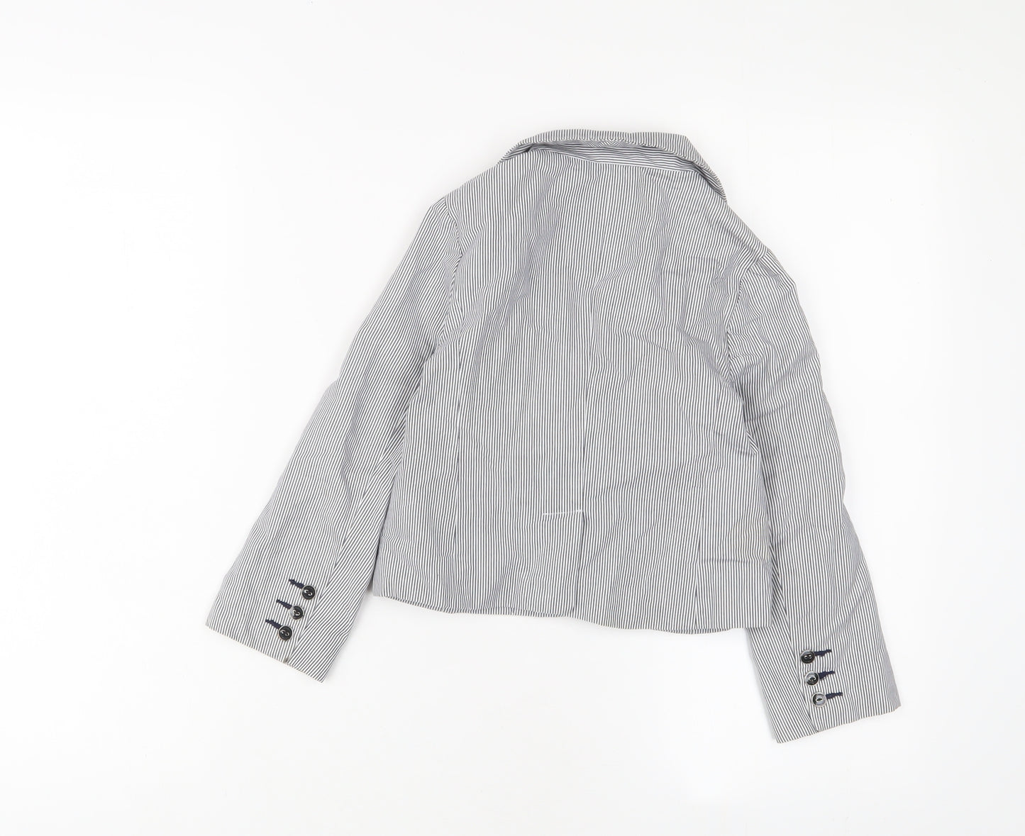 Gap Girls Blue Striped Jacket Blazer Size 6-7 Years Button - Embroidered