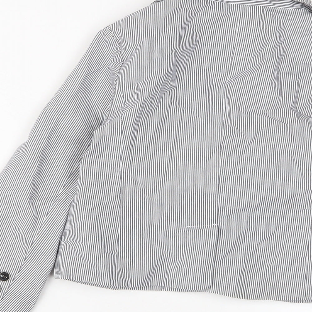 Gap Girls Blue Striped Jacket Blazer Size 6-7 Years Button - Embroidered