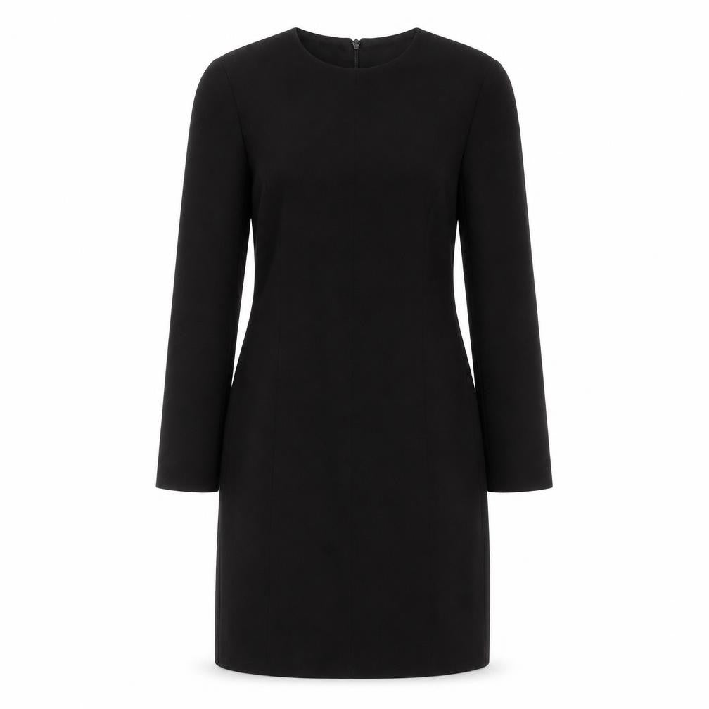 Front view of H&M women’s black polyester a-line, size XS, crew neck zip
