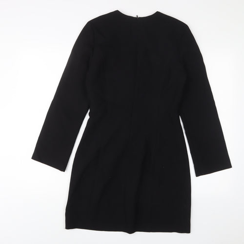 H&M Womens Black Polyester A-Line Size XS Crew Neck Zip
