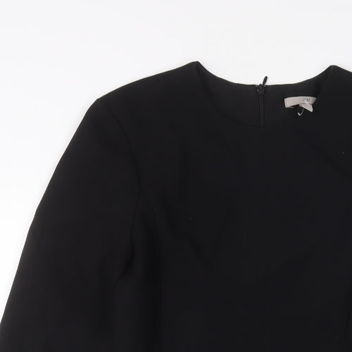 H&M Womens Black Polyester A-Line Size XS Crew Neck Zip