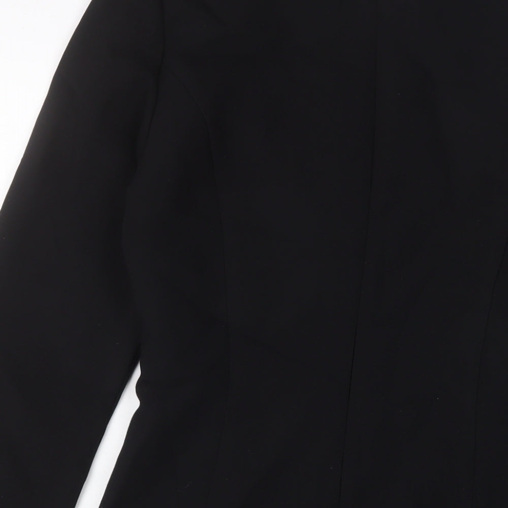 H&M Womens Black Polyester A-Line Size XS Crew Neck Zip