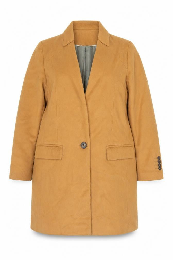 Front view of Next women’s brown overcoat coat, size UK 18, button