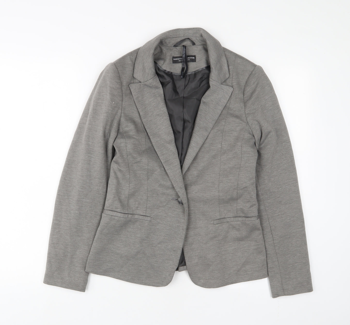 Dorothy Perkins Womens Grey Jacket Blazer Size 8 Button