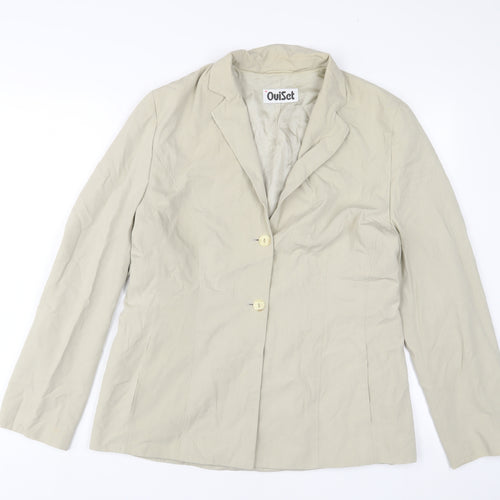 Oui set Womens Beige Jacket Blazer Size 16 Button
