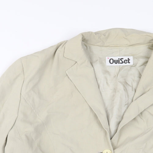 Oui set Womens Beige Jacket Blazer Size 16 Button