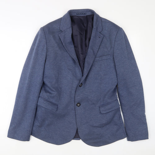 Burtn Mens Blue Polyester Jacket Suit Jacket Size S Regular - Inside Pockets