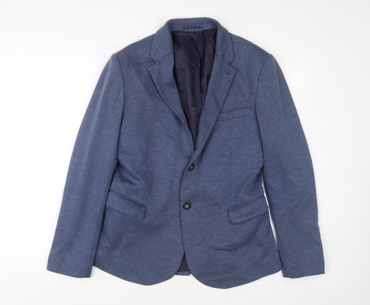 Burtn Mens Blue Polyester Jacket Suit Jacket Size S Regular - Inside Pockets