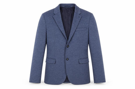 Front view of Burtn men’s blue polyester jacket suit jacket, size S, regular - inside pockets