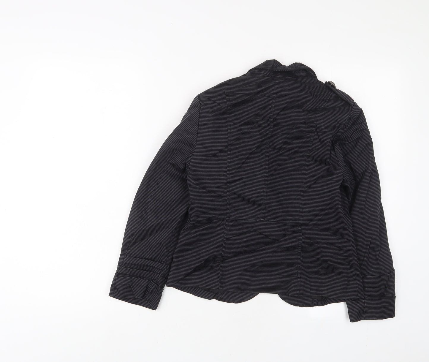 New Look Womens Black Striped Jacket Blazer Size 8 Button - Pockets