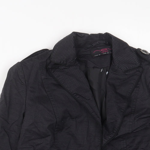 New Look Womens Black Striped Jacket Blazer Size 8 Button - Pockets