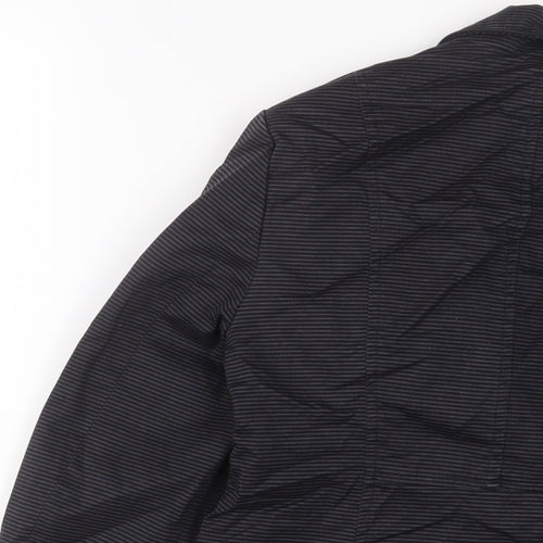 New Look Womens Black Striped Jacket Blazer Size 8 Button - Pockets