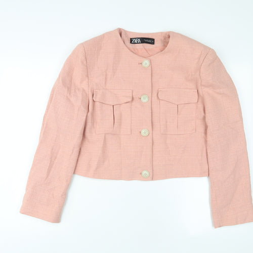 Zara Womens Pink Jacket Size L Button