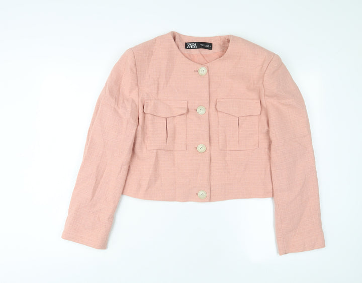 Zara Womens Pink Jacket Size L Button