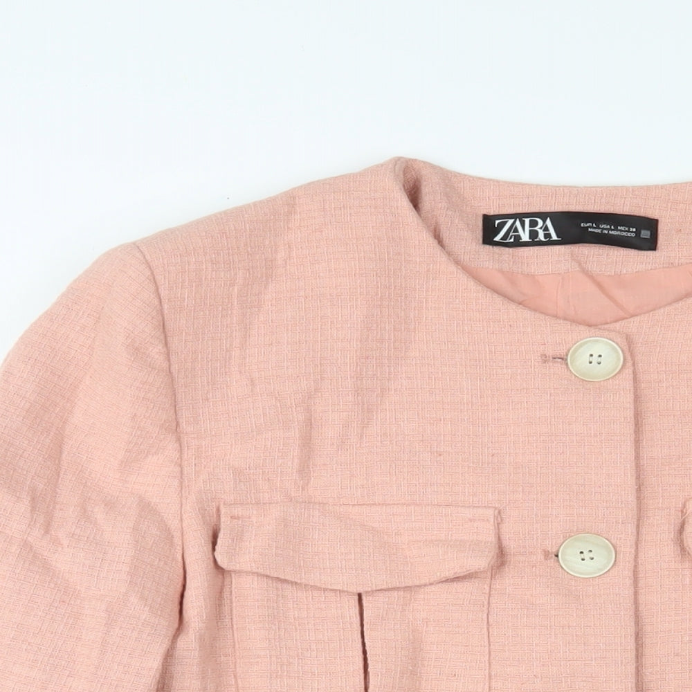 Zara Womens Pink Jacket Size L Button