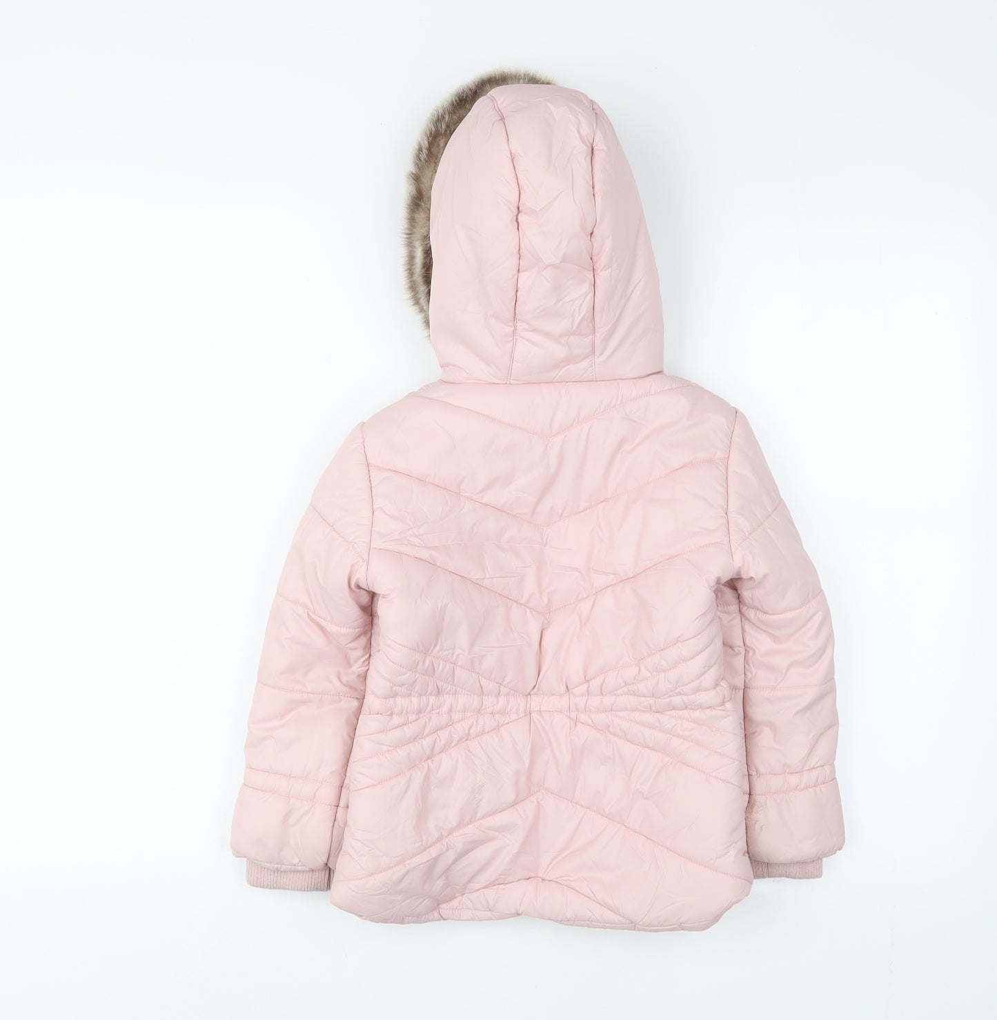 River Island Girls Pink Basic Coat Coat Size 4-5 Years Zip