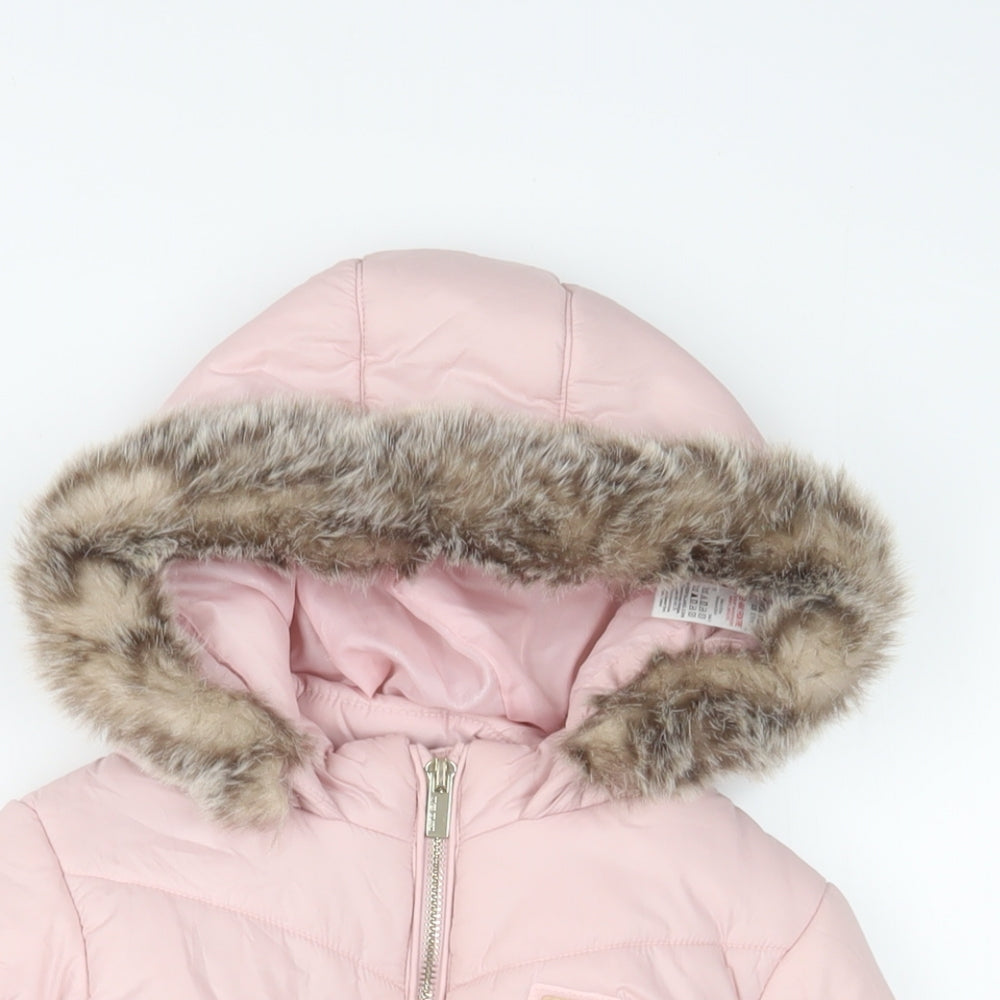 River Island Girls Pink Basic Coat Coat Size 4-5 Years Zip