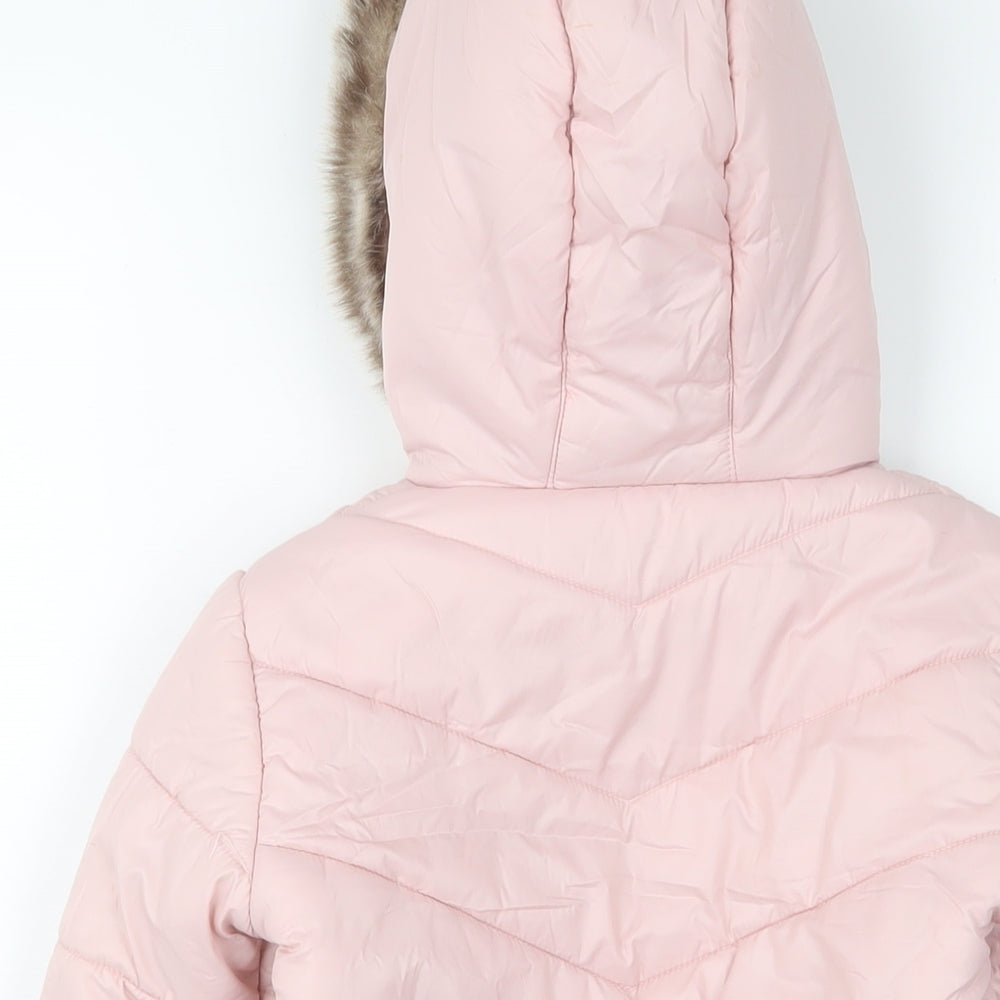 River Island Girls Pink Basic Coat Coat Size 4-5 Years Zip