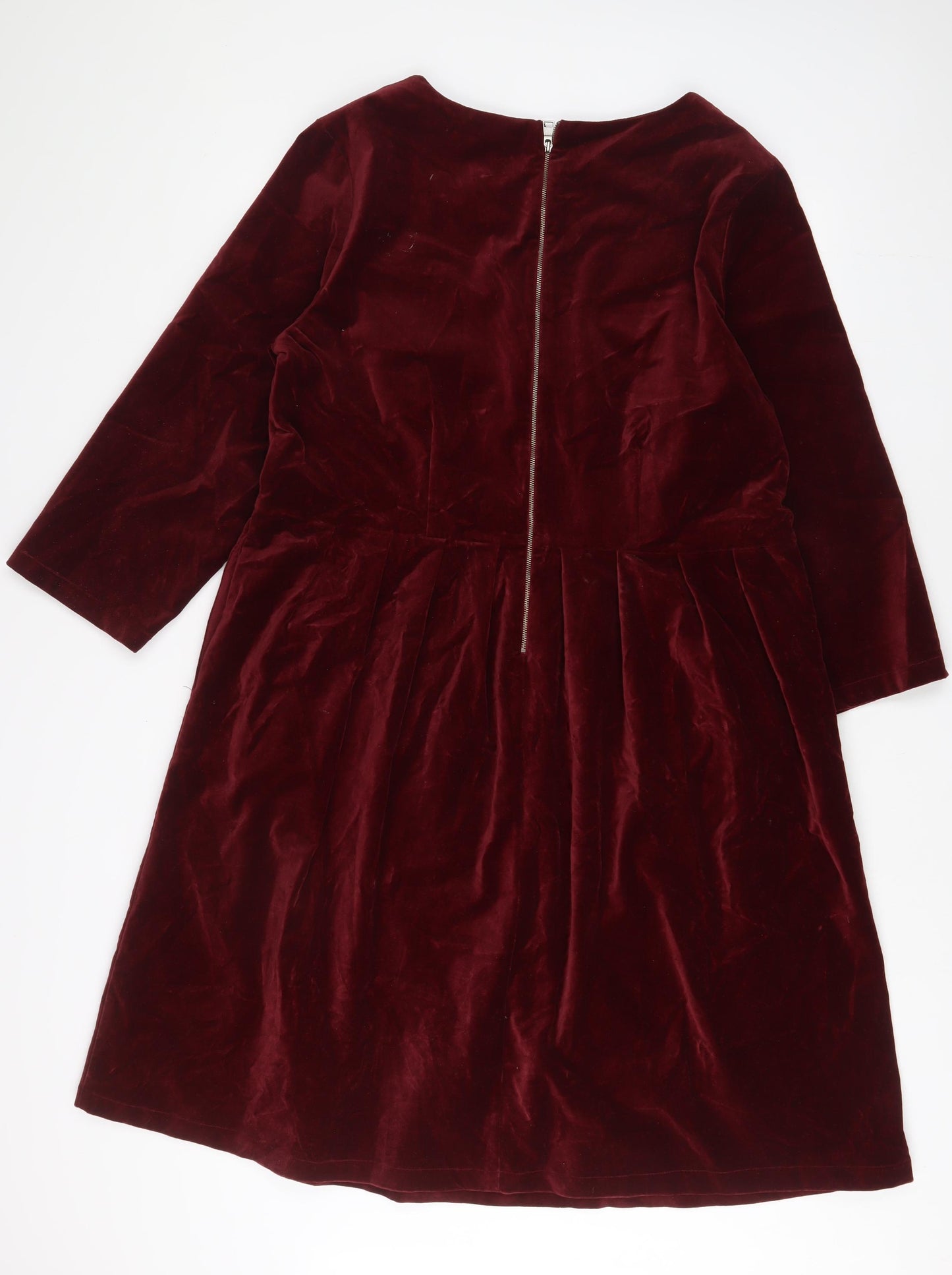 Thought Womens Red Cotton A-Line Size 18 Boat Neck Zip