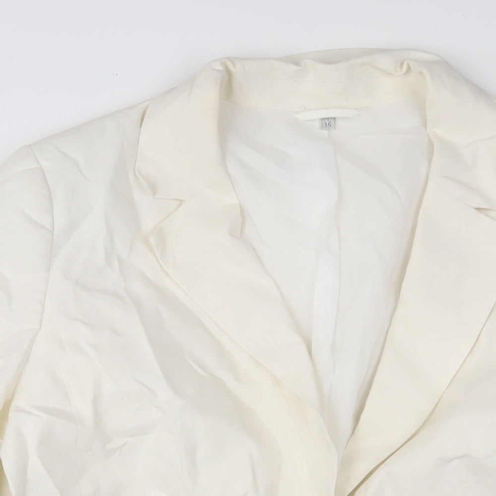 EWM Womens Beige Jacket Blazer Size 16 Button