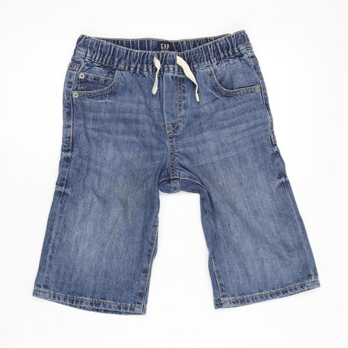 Gap Girls Blue 100% Cotton Bermuda Shorts Size 10-11 Years L11 in Extra-Slim